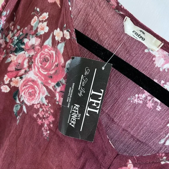 Entro Floral Long Bell Sleeves, front tie blouse - Picture 2 of 5